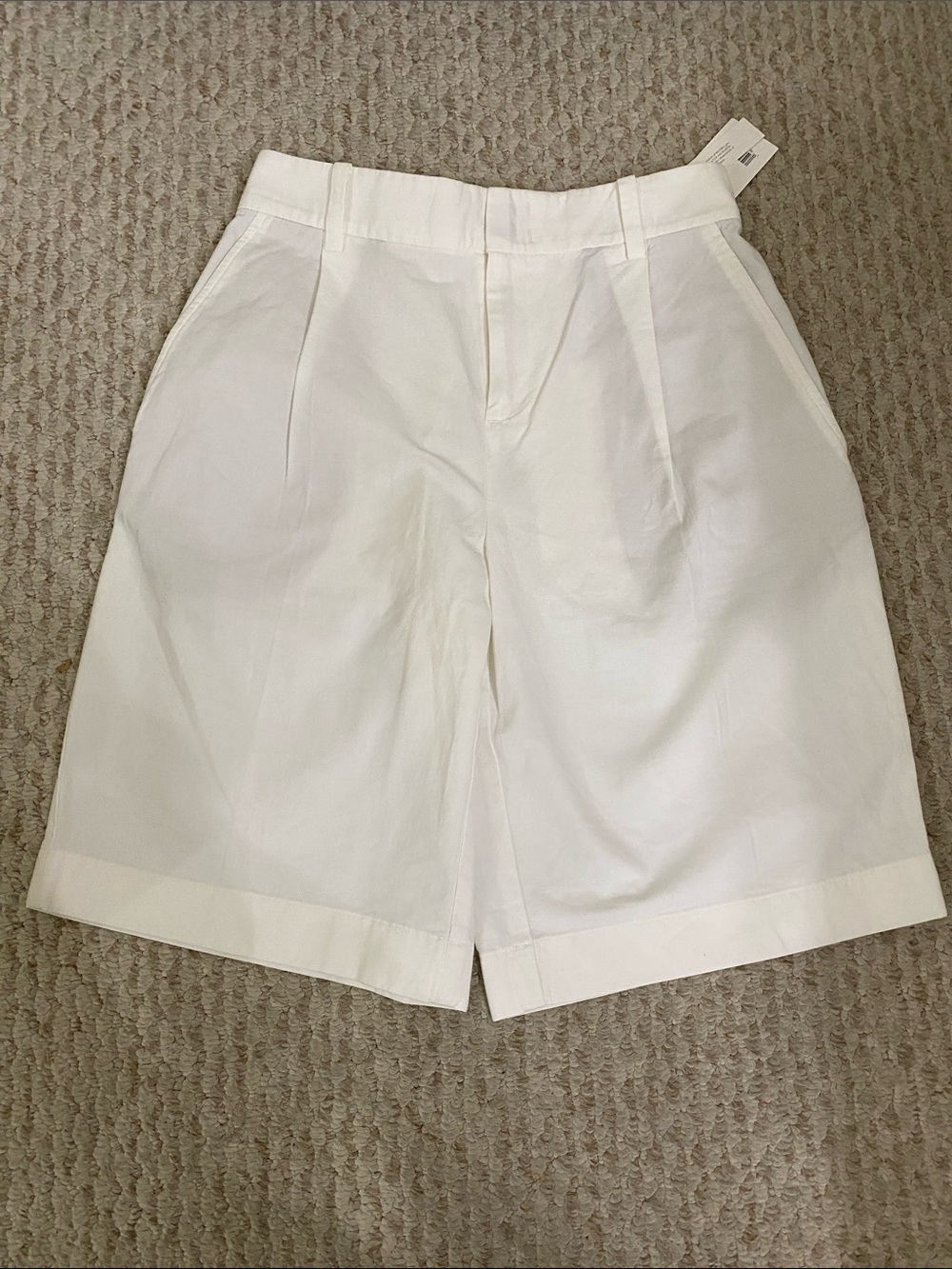 Vince White Tailored Pleat-Front Bermuda Shorts